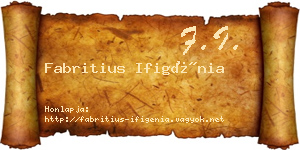 Fabritius Ifigénia névjegykártya